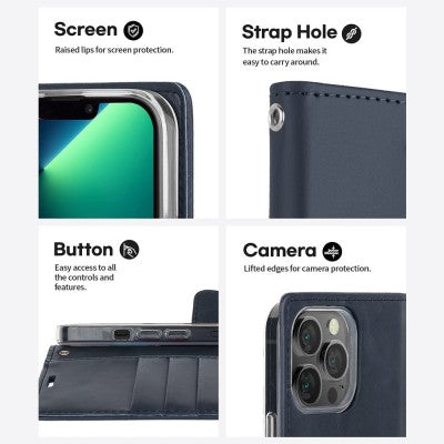 Mercury Blue Moon Diary Magsafe Case for iPhone 15