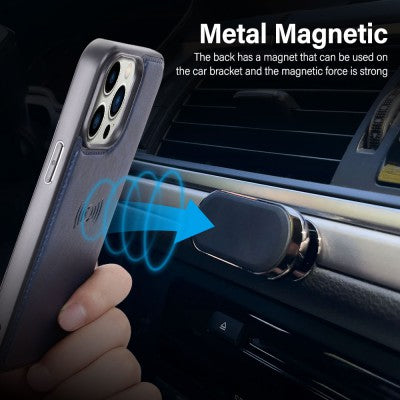 Hanman 2 in 1 Detachable Magnetic Flip Leather Wallet Cover Case for iPhone 15