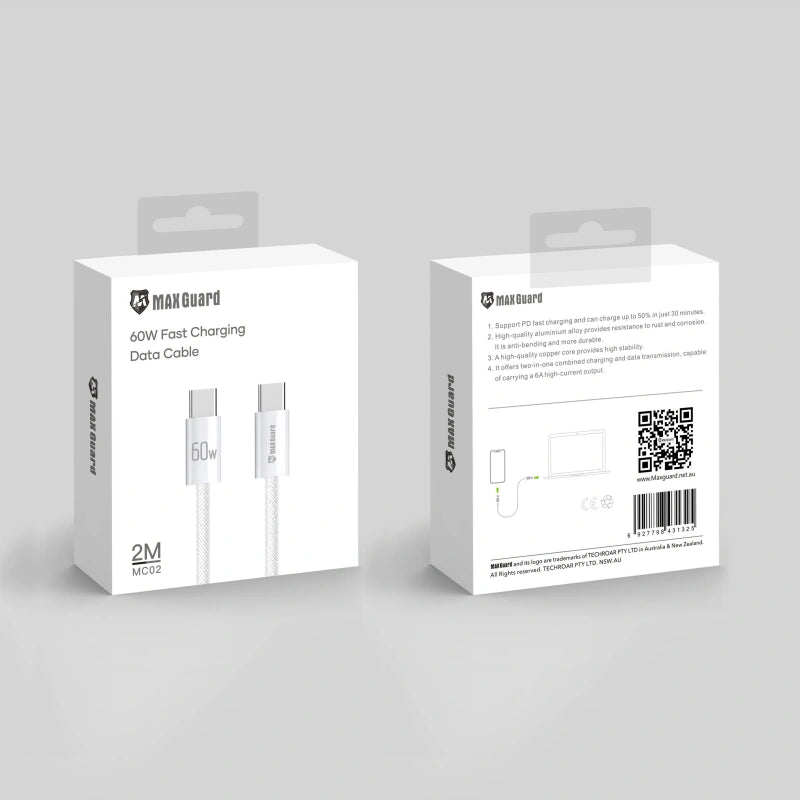 Maxguard MC02 2m 60W Type-C to C Cable