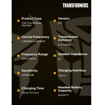 Transformers TF-T06 TWS Bluetooth Earphones