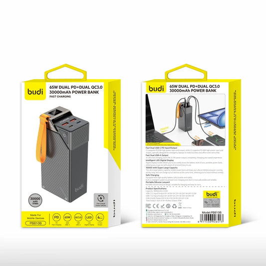 Budi PB810B PD+Dual QC3.0 65W 30000 mah Power Bank