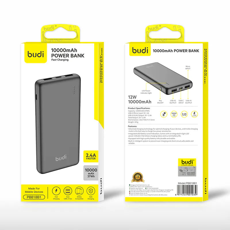 Budi PB818B1 10000 mah Power Bank