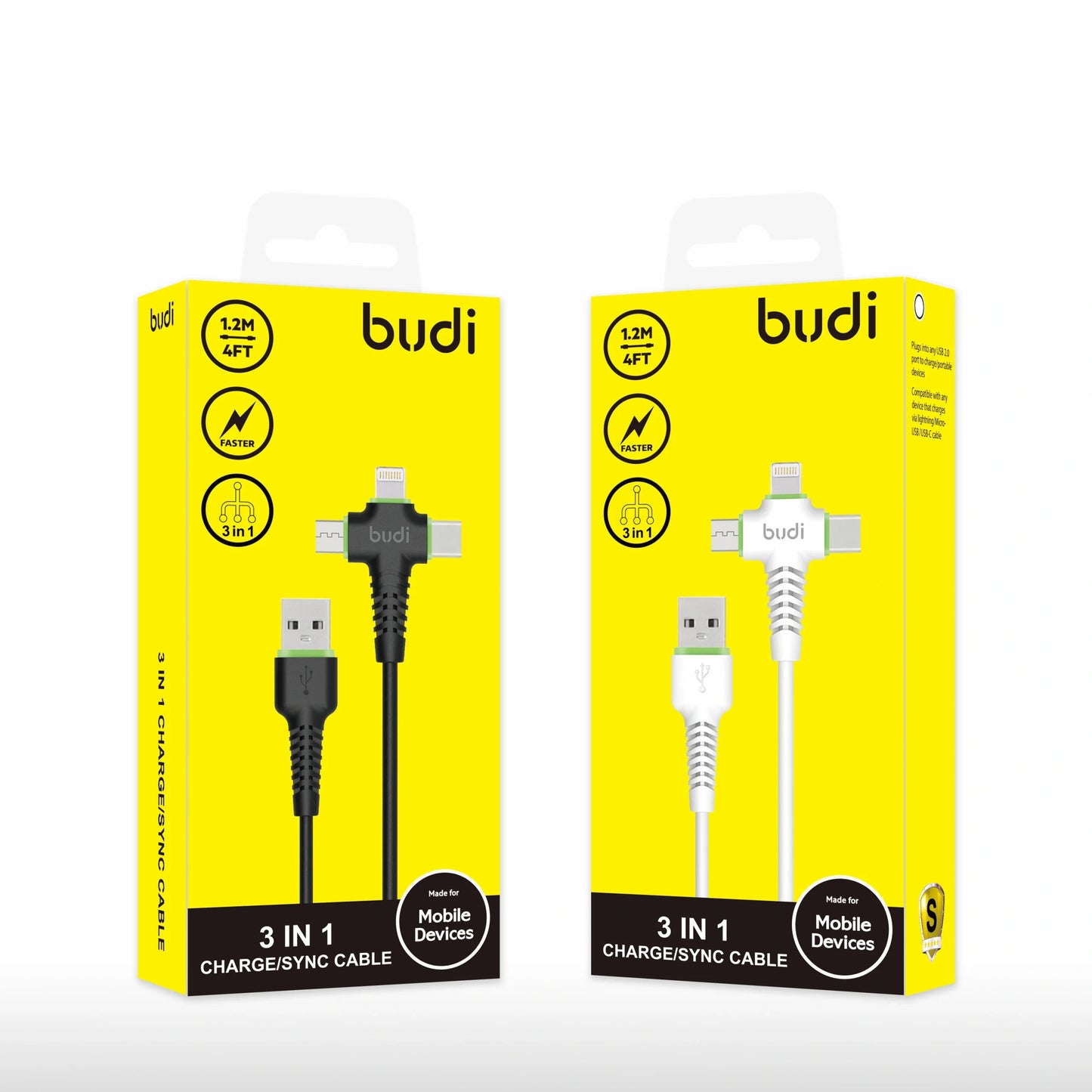 Budi M8J150+ plus 1.2m 3 in 1 cable