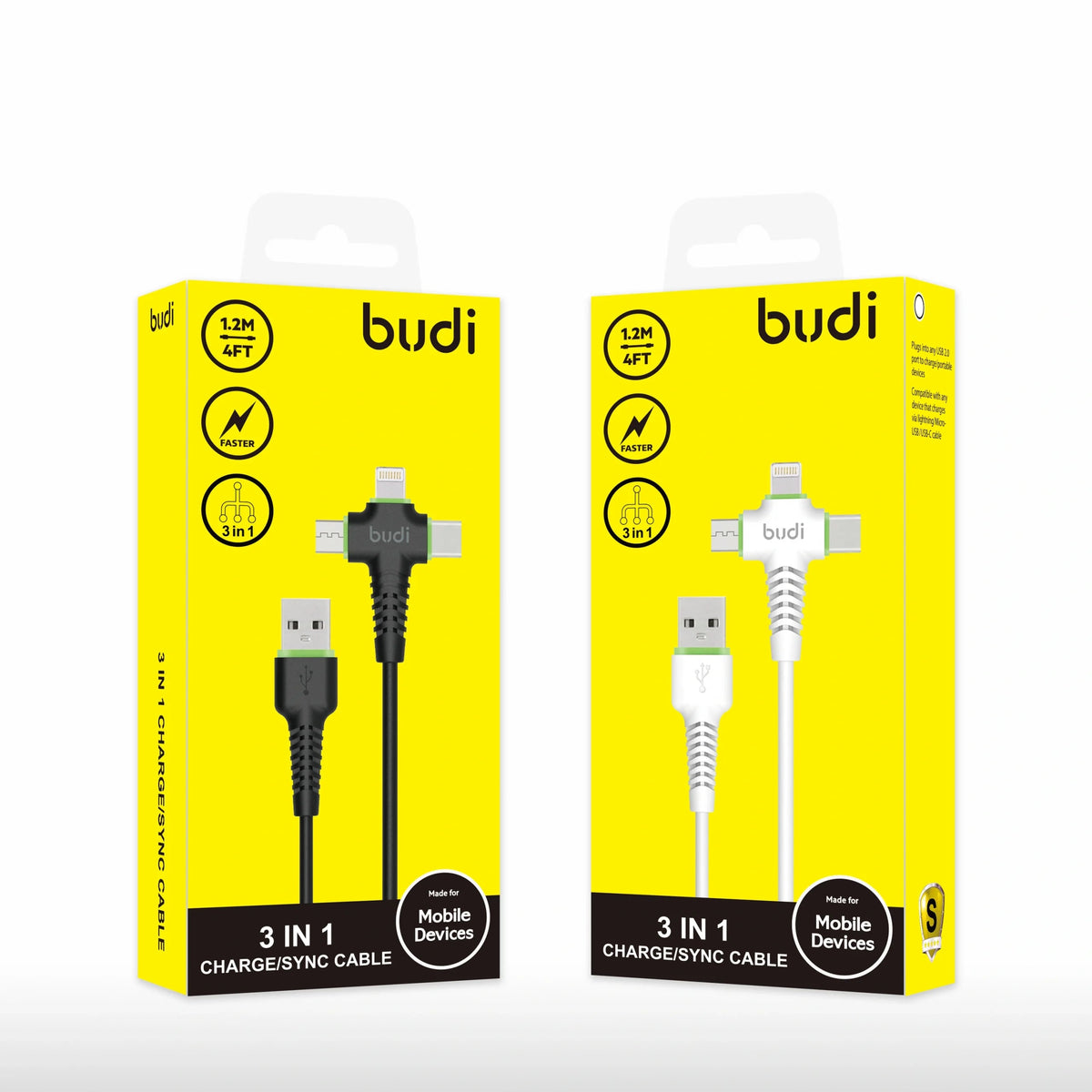 Budi M8J150+ plus 1.2m 3 in 1 cable