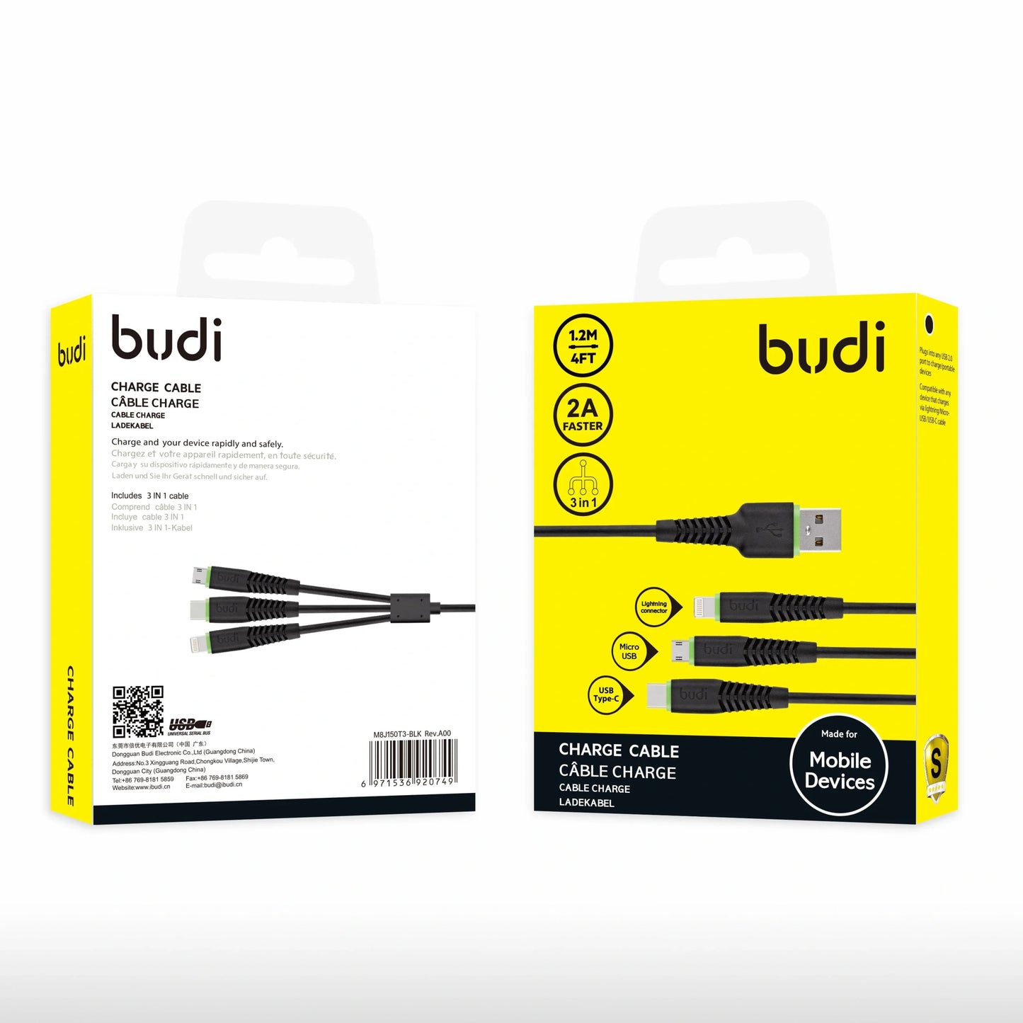 Budi 150t3 1.2m 3 in 1 cable