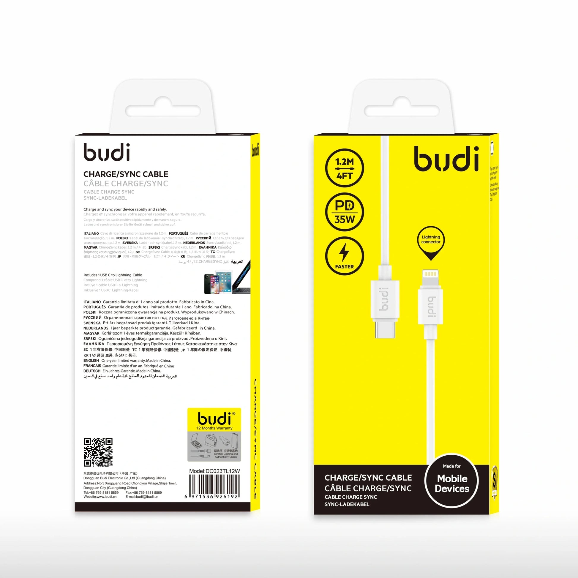 Budi DC023TL12 1.2m 35W Type-C to Lightning Cable