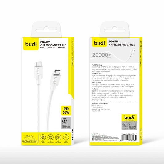Budi DC263TT12 1.2m 65W Type-C to C Cable