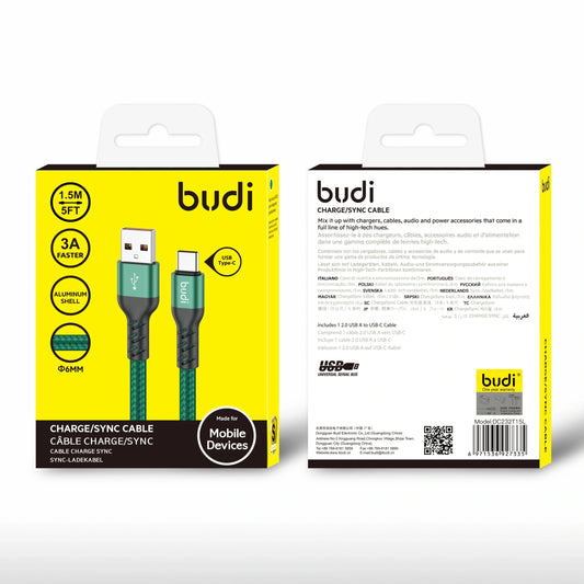 Budi DC232T15L 1.5m USB-A to C cable