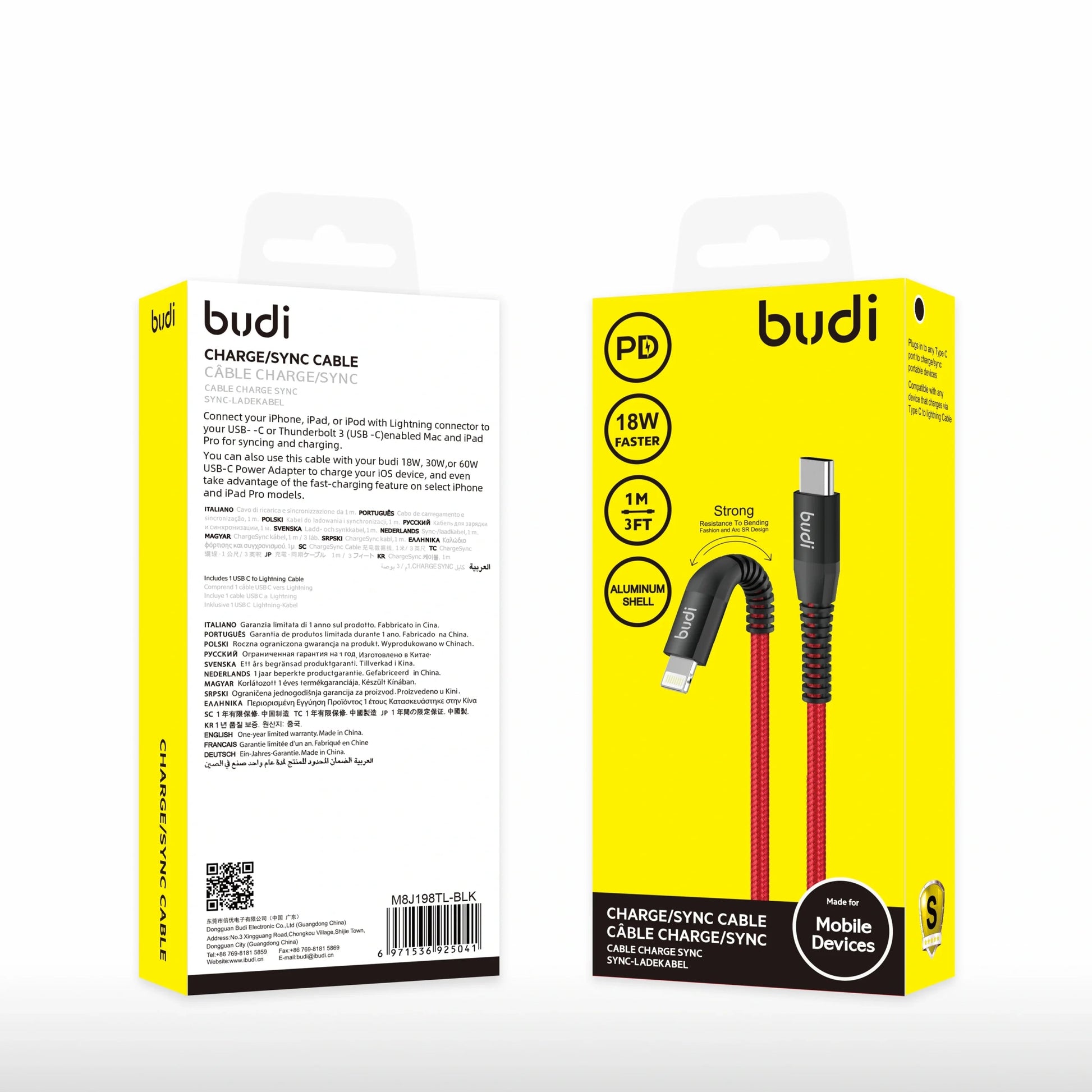 Budi 198TL 1m 18W Type-C to Lightning cable