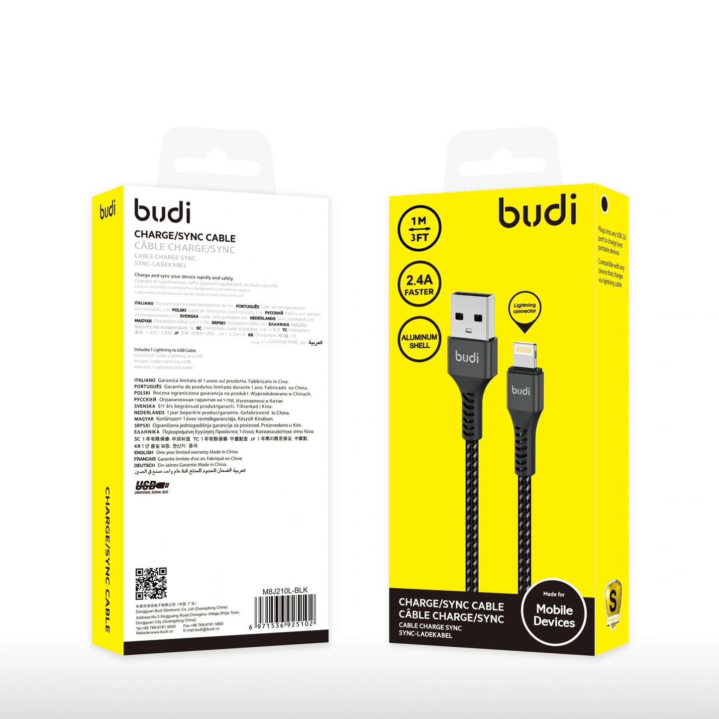 Budi DC210L10 1m USB-A to Lightning cable