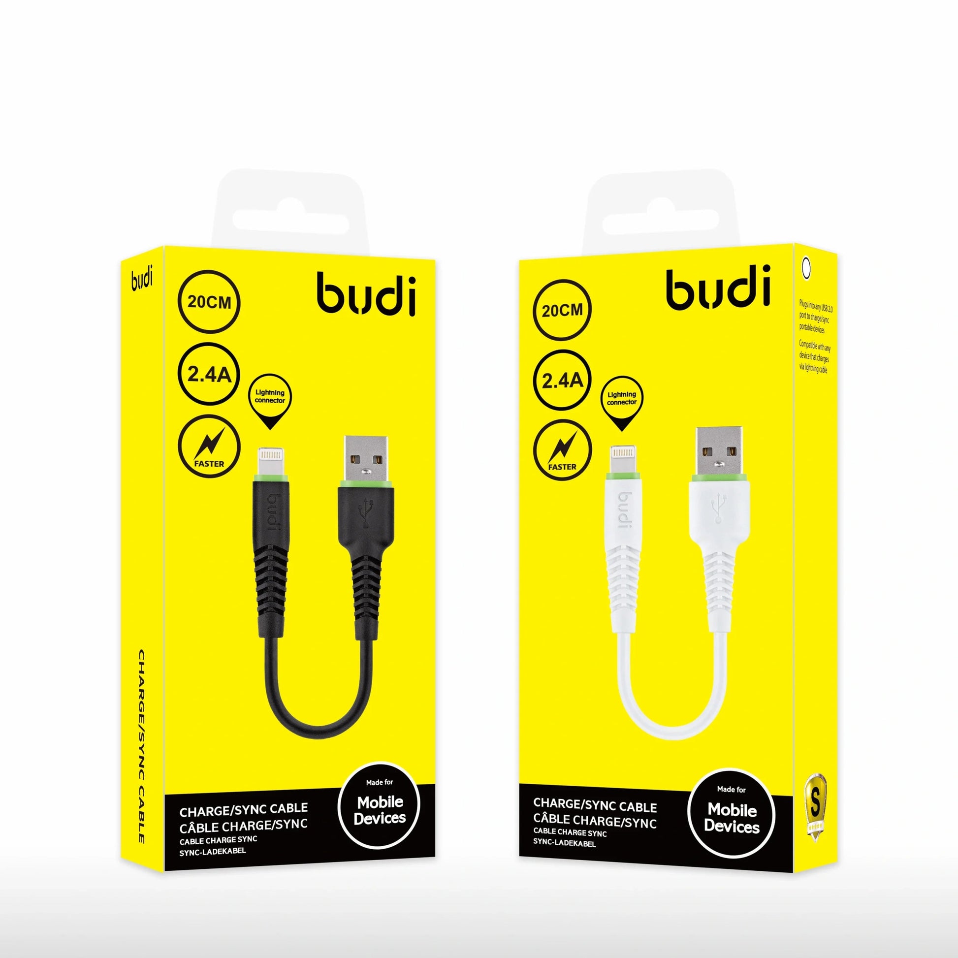 Budi DC150L02 20cm USB-A to Lightning cable