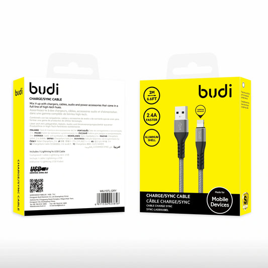 Budi DC197L20H 2m USB-A to Lightning cable