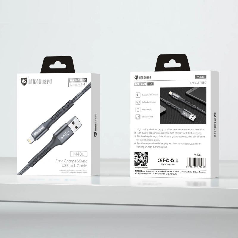 Maxguard M43L 3m USB-A to Lightning cable