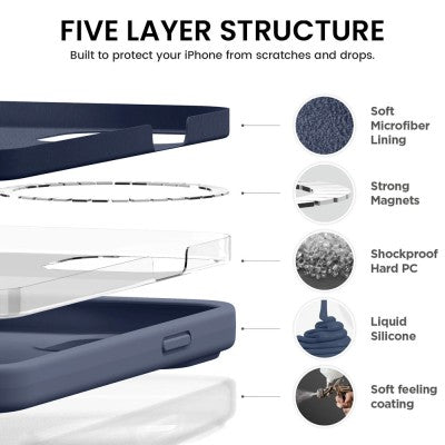 Liquid Silicone Case Cover with Magnetic Ring for iPhone 16 Pro  Magsafe